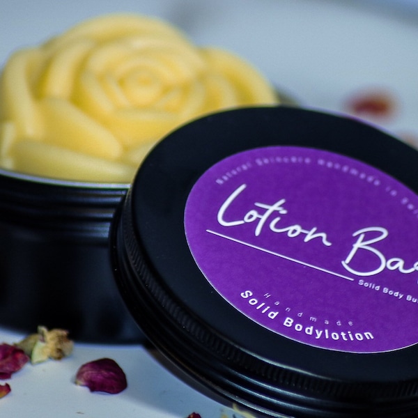 Lotion Bar Flower with Shea Butter and Avocado Oil - Solid Body Lotion - Solid Body Butter - Gift - Made in Switzerland