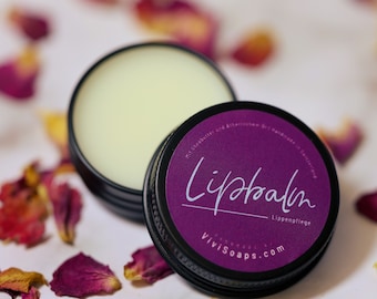 Bálsamo labial - Cuidado labial artesanal con aceite esencial, cera de abeja y manteca de karité - 100% orgánico - Sin plástico - Regalo