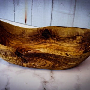 Rustic large olive wood bowl with natural edge various sizes hand carved fruit bowl Made in Germany bowl image 3