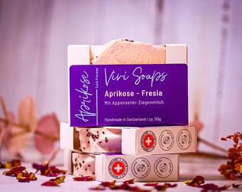 Aprikose Fresia - Handgemachte Seife mit Appenzeller Ziegenmilch - Kaltgerührte Seife - Made in Switzerland - Geschenk