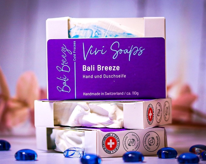 Featured listing image: Handmade vegan summer soap Bali Breeze - Limited Edition - Beach - Gift - Cold Process Soap - Made in Switzerland