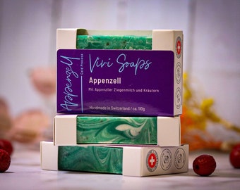 Appenzeller goat&#39;s milk soap - handmade soap with goat&#39;s milk from Gonten and meadow herbs - Cold Process Soap - Gift - Natural soap