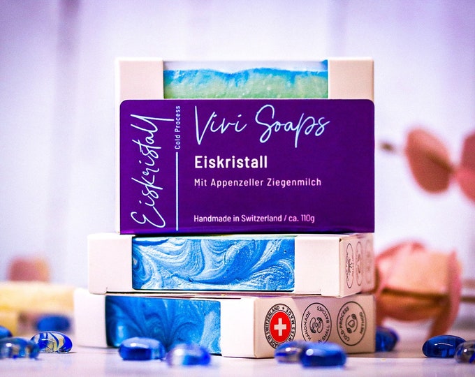 Featured listing image: Ice Crystal - handmade goat's milk soap - natural soap - winter edition - gift - made in Switzerland - Appenzeller goat's milk