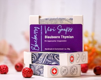 Appenzeller Ziegenmilchseife - Blaubeere Thymian - Cold Process Soap - handgemacht Naturseife - Palmöl frei - Made in Switzerland