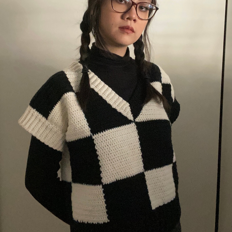 Checkerboard Oversized Sweater