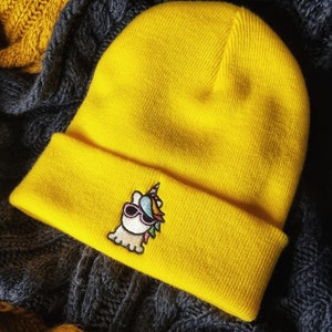 Colourful Hat Unicorn Beanie Cutest rainbow Hat colourful unicorn gift kawaii cool happy graphics unicorn awesome cute gift cuffed beanie