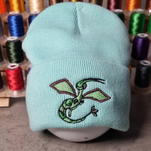 Flygon Hat Embroidered Pokemon beanie Spring hat Mint Pokemon flygon dragon beanie cuffed colorful pokemon gift