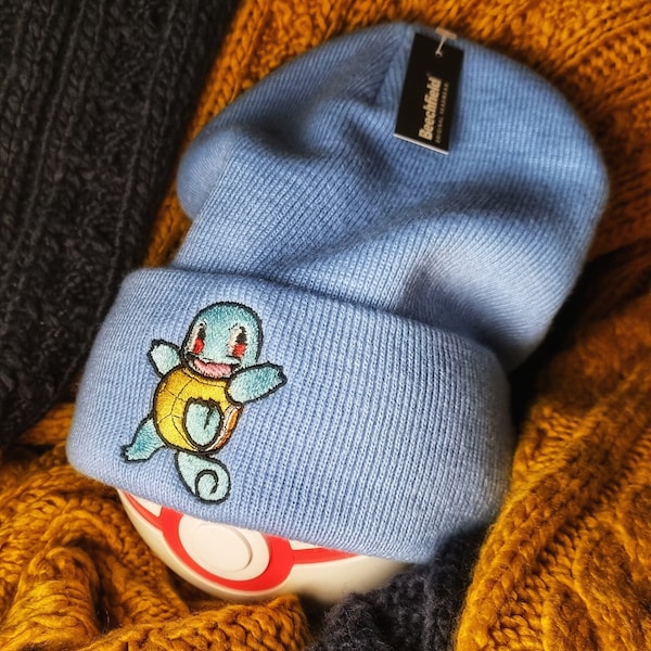 Pokemon Beanie Squirtle Hat Embroidered beanie cute Pokemon Winter hat Spring Beanie gift