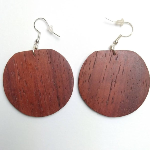 Boucles d'oreilles en bois de padouk