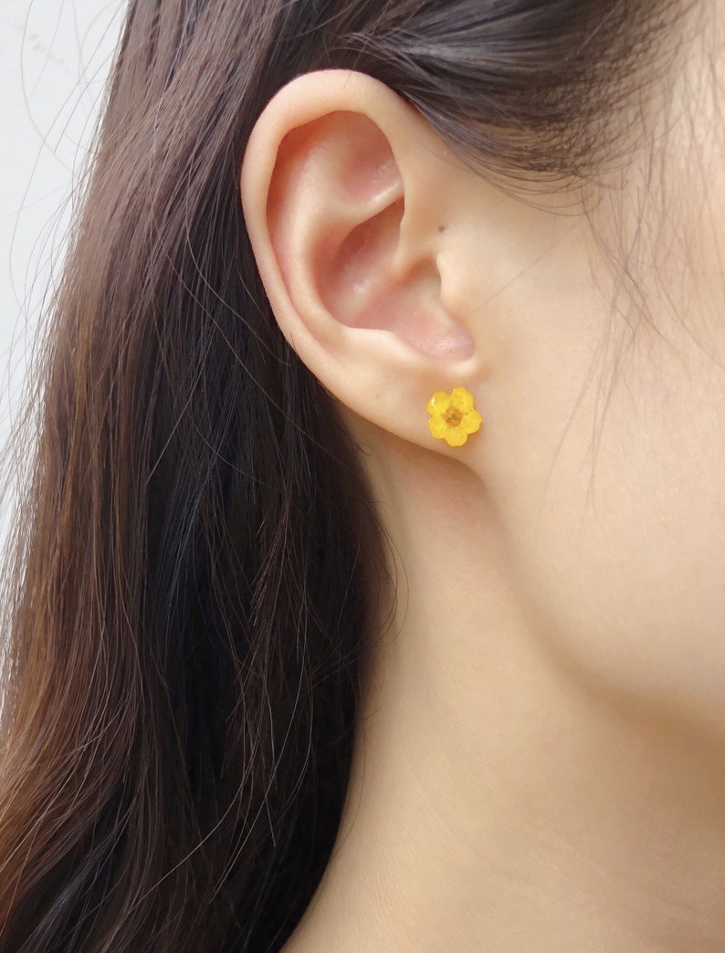 Nature earrings Real Flower Earrings Gift for Mother/'s Day Forget-me-not Flower Earrings With 925 Sterling Silver