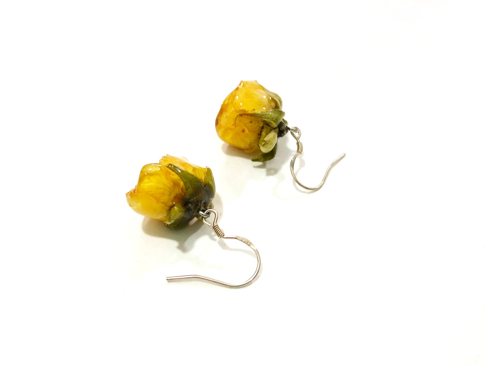 Real Rose Bud Earrings/ Flower Earrings/plants Jewelry/s925 Etsy