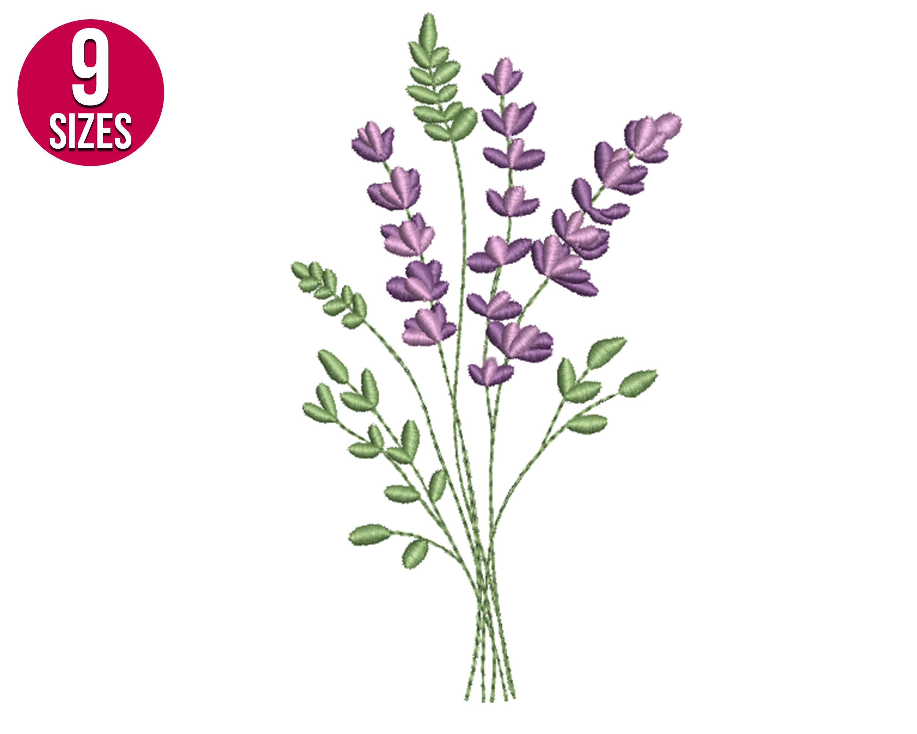 Wildflowers embroidery design, Lavender, herb, plants, Machine embroidery file, Instant Download