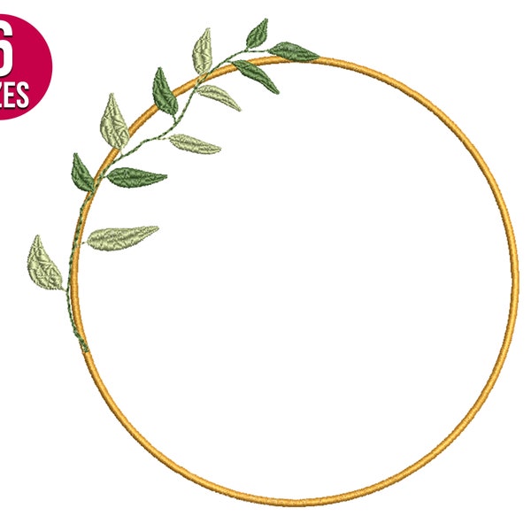 Olive wreath embroidery design, Laurel wreath, Monogram frame, Machine embroidery file