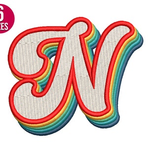 Retro Alphabet Buchstabe N Stickmuster, Schrift, Maschinenstickmuster, Instant Download