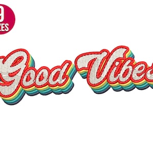 Good vibes embroidery design, Retro, Machine embroidery pattern, Instant Download