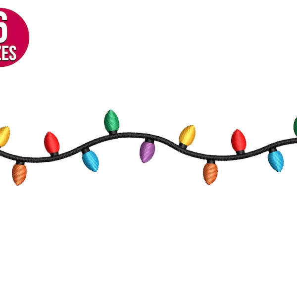 Christmas lights machine embroidery design, Xmas, bulbs, Instant download