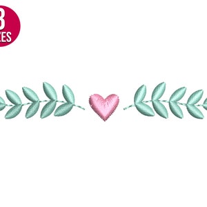 Heart wreath embroidery design, Leaf wreath, Monogram design, Machine embroidery