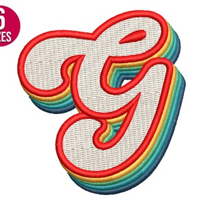 Retro Alphabet Buchstabe G Stickmuster, Schrift, Maschinenstickmuster, Instant Download