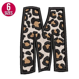 Leopard Print Alphabet Buchstabe M Stickmuster, Schrift, Maschinenstickmuster, Instant Download