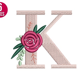 Florale Schriftart Blume Alphabet K Buchstaben Stickdatei, Maschinenstickerei Datei, Instant Download
