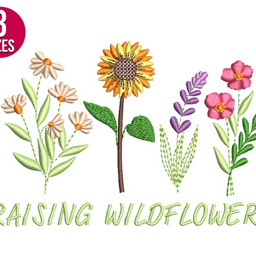 Wildflowers Embroidery Design Herb Plants Machine Etsy