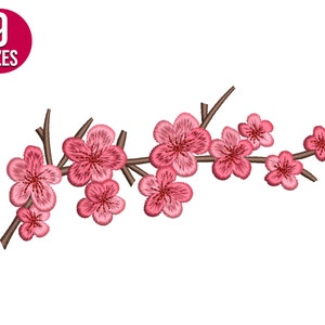 桜の刺繍デザイン、桜の枝、機械刺繍ファイル、即時ダウンロード