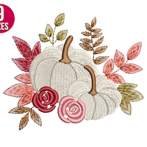 Fall Pumpkin embroidery design, Autumn Machine embroidery file, Instant download