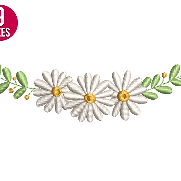 Daisy embroidery design, floral embroidery pattern, Machine embroidery file, Instant Download