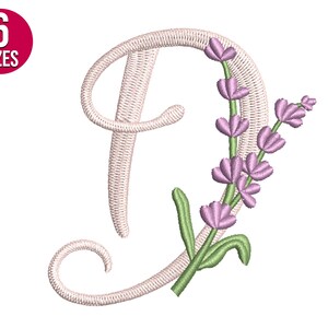 Lavendel Blumen Schrift Alphabet D Stickdatei, Stickdatei, Maschinenstickerei, zum sofortigen Download