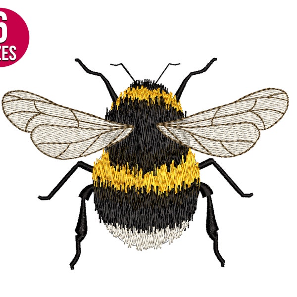 Bee embroidery design, Machine embroidery file, Instant download