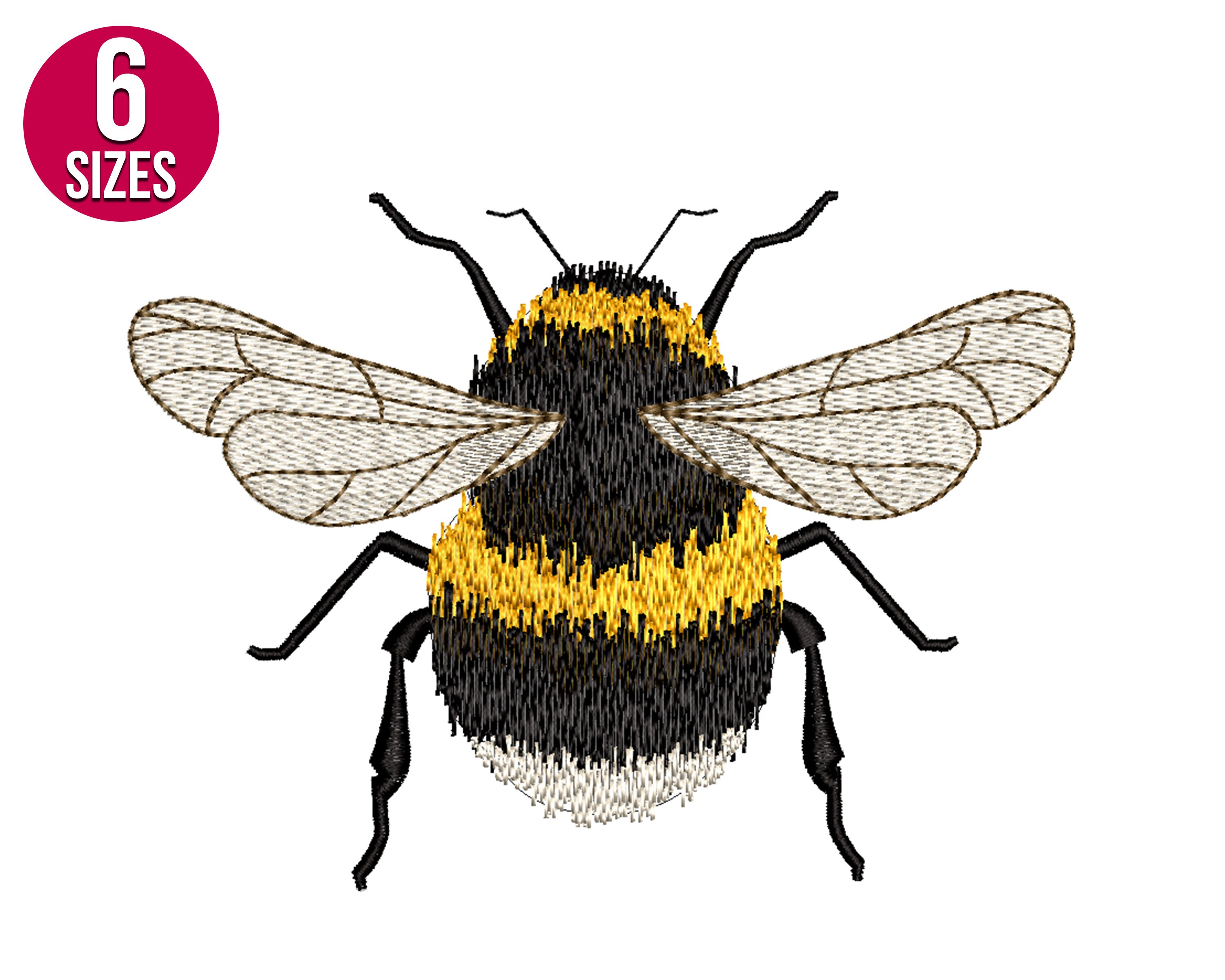 Bee embroidery design, Machine embroidery file, Instant download