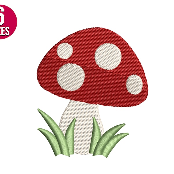 Mushroom embroidery design, Garden, Machine embroidery file, Instant Download