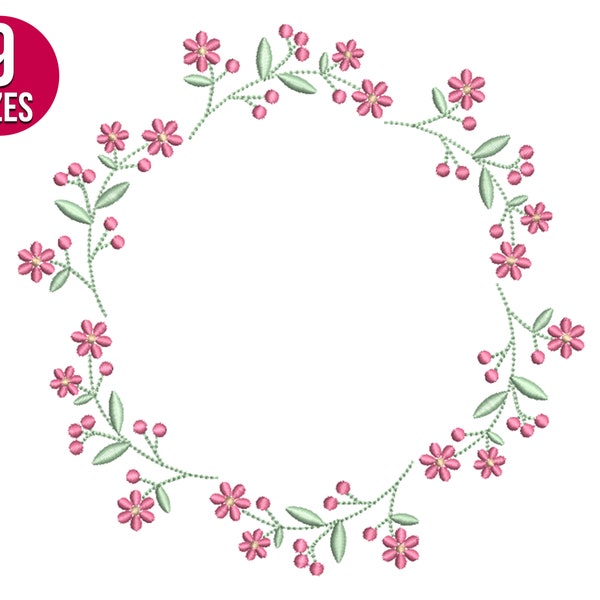 Flower border embroidery design, Floral, frame, Machine embroidery file, Instant download