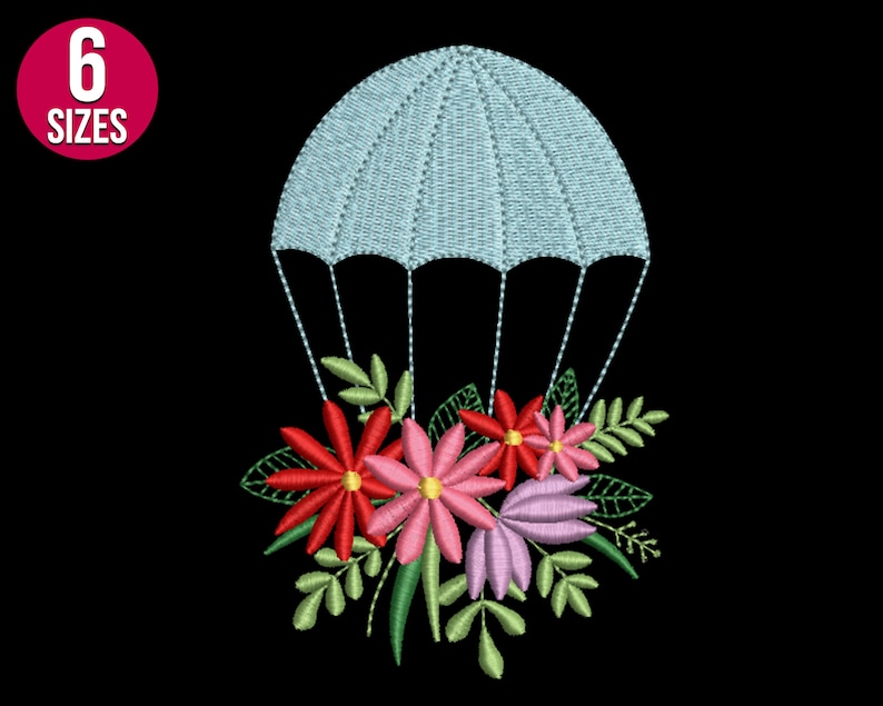 Floral Parachute Embroidery Design Machine Embroidery File Etsy