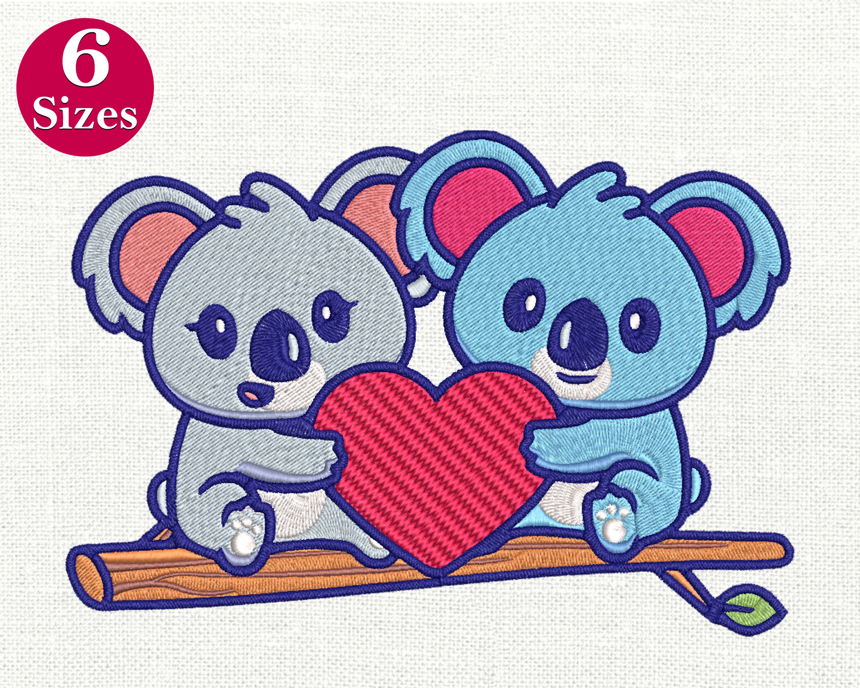 Koala bear embroidery design heart Applique Birthday Etsy