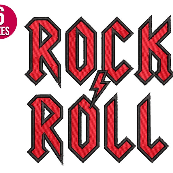 Rock and roll embroidery design, Rock, acdc band, Machine embroidery file, Instant Download