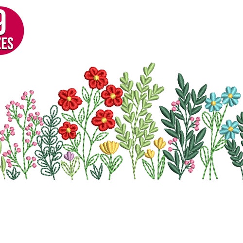 Wildflowers Embroidery Design Herb Plants Machine Etsy