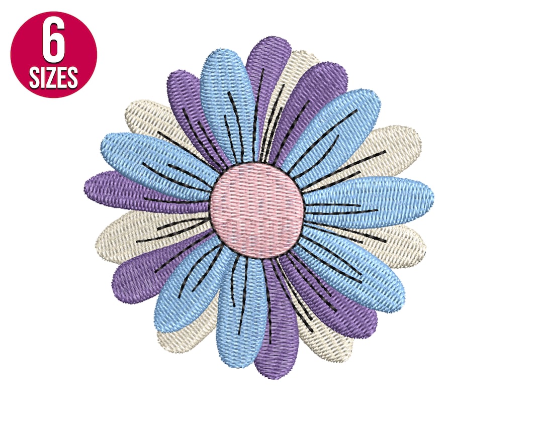 Daisy Flower Embroidery Design, Machine Embroidery File, Instant