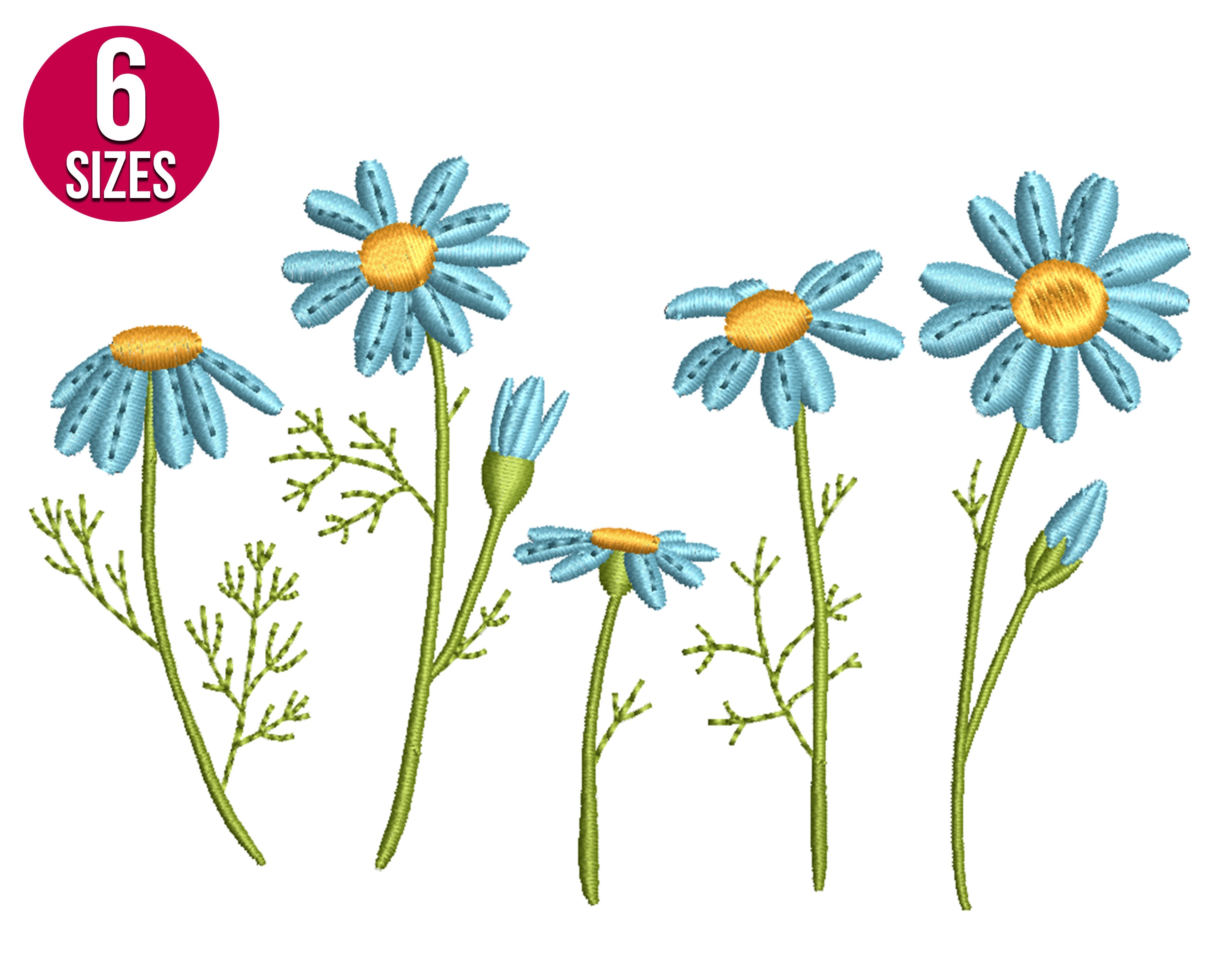 Daisy Flowers Embroidery Design Wildflowers Plants Machine Etsy