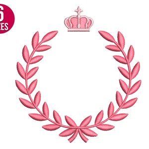 Stickdatei Lorbeerkranz mit Krone, Olivenkranz, Monogramm Design, Maschinenstickerei