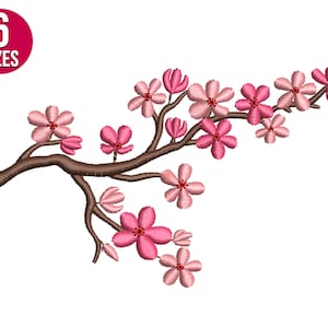 桜の刺繍デザイン、桜の花、機械刺繍ファイル、即時ダウンロード
