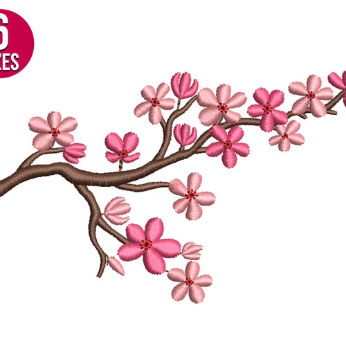 Cherry Blossom Embroidery Design Cherry Branch Machine Etsy