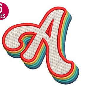 Lettre de l'alphabet rétro A motif de broderie, police de caractères, motif de broderie machine, téléchargement immédiat