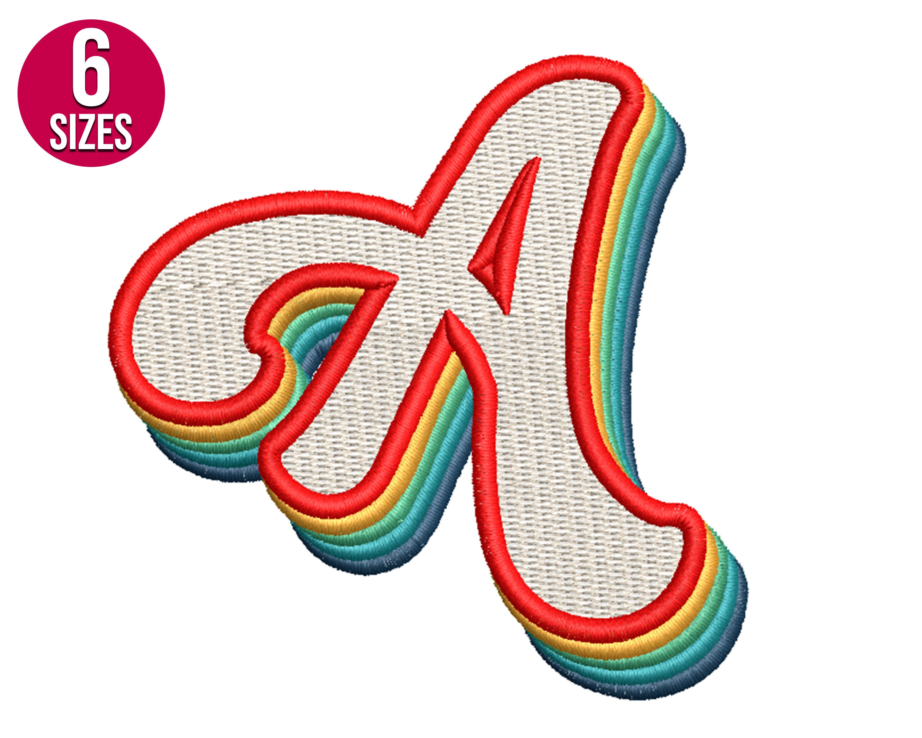 Retro alphabet letter A embroidery design, font, Machine embroidery pattern, Instant Download