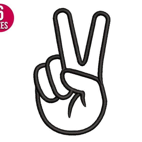 Peace hand Machine embroidery design, Peace sign, Machine embroidery file, Instant download