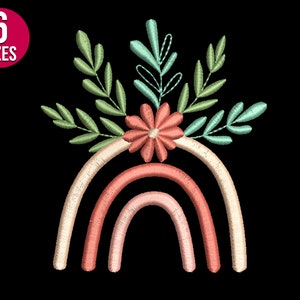 Rainbow Embroidery Design With Flower, Floral, Machine Embroidery File ...