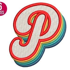 Retro Alphabet Buchstabe P Stickmuster, Schrift, Maschinenstickmuster, Instant Download