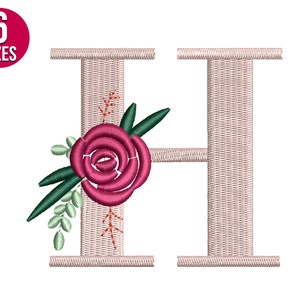 Florale Schriftart Blume Alphabet H Buchstaben Stickdatei, Maschinenstickerei Datei, Instant Download