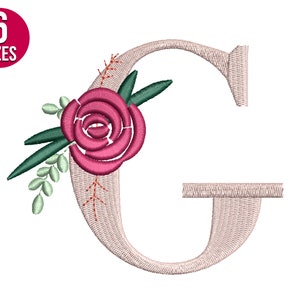 Florale Schriftart Blume Alphabet G Buchstaben Stickdatei, Maschinenstickerei Datei, Instant Download