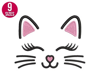 Cat face embroidery design, Machine embroidery file, Instant download